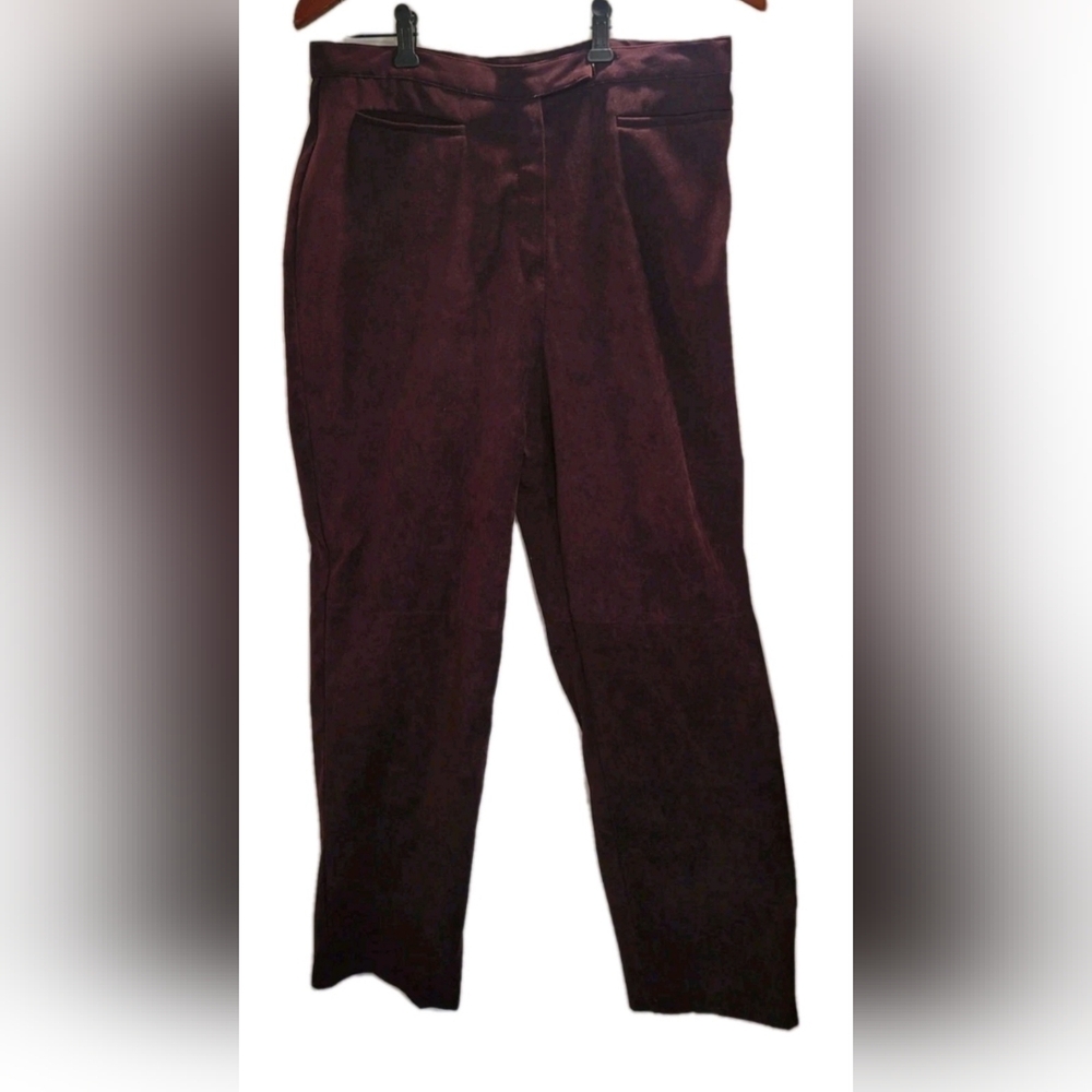 VTG Norton McNaughton Womens Pants Size 12 Purple Plum Faux Suede Soft